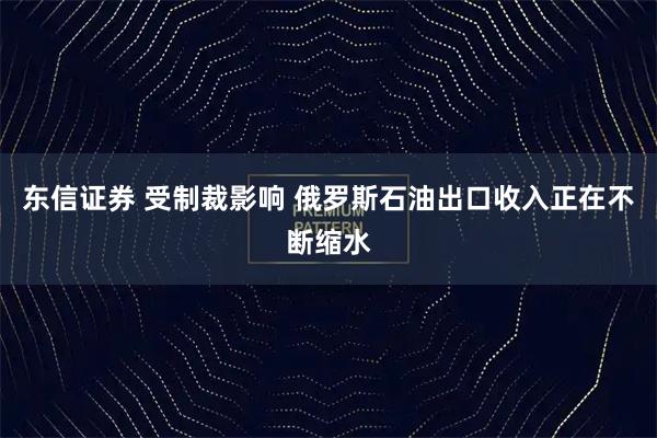 东信证券 受制裁影响 俄罗斯石油出口收入正在不断缩水