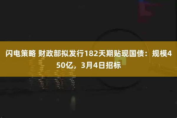 闪电策略 财政部拟发行182天期贴现国债：规模450亿，3月4日招标